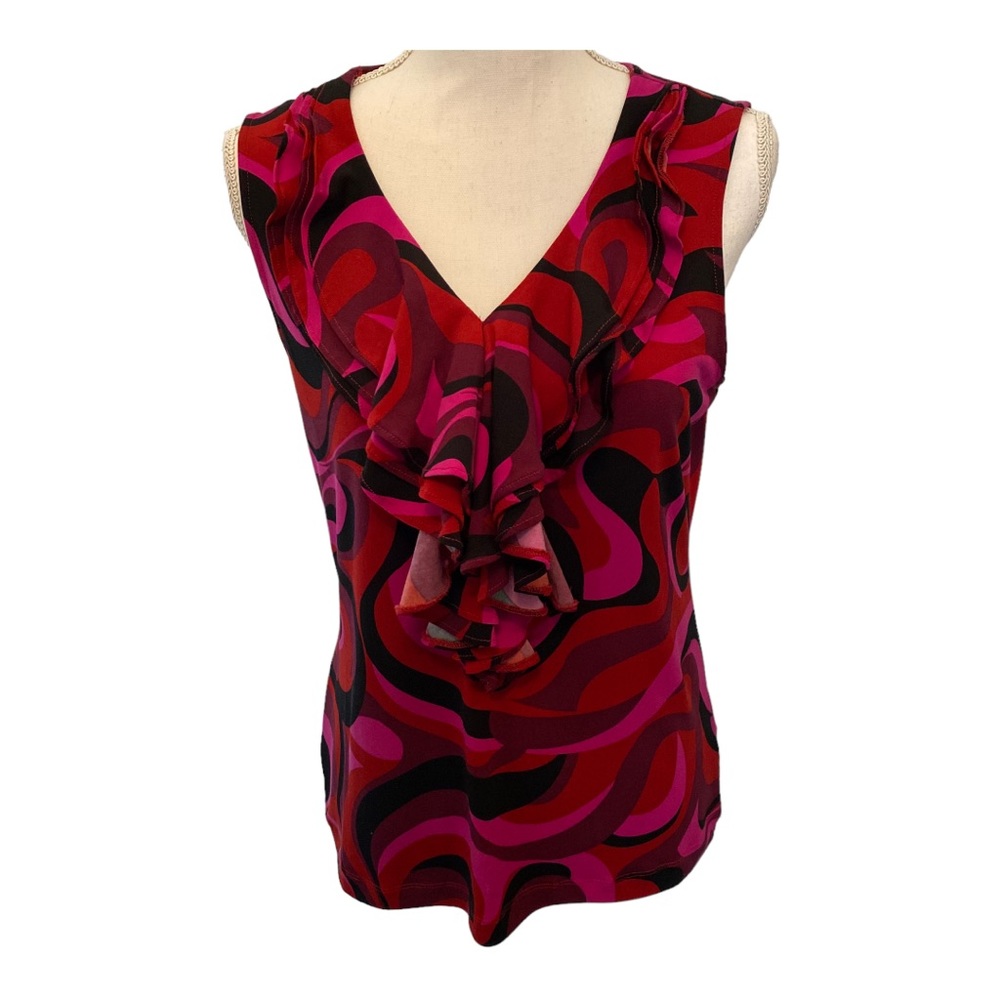 Adrienne Vittadini sleeveless blouse with ruffles